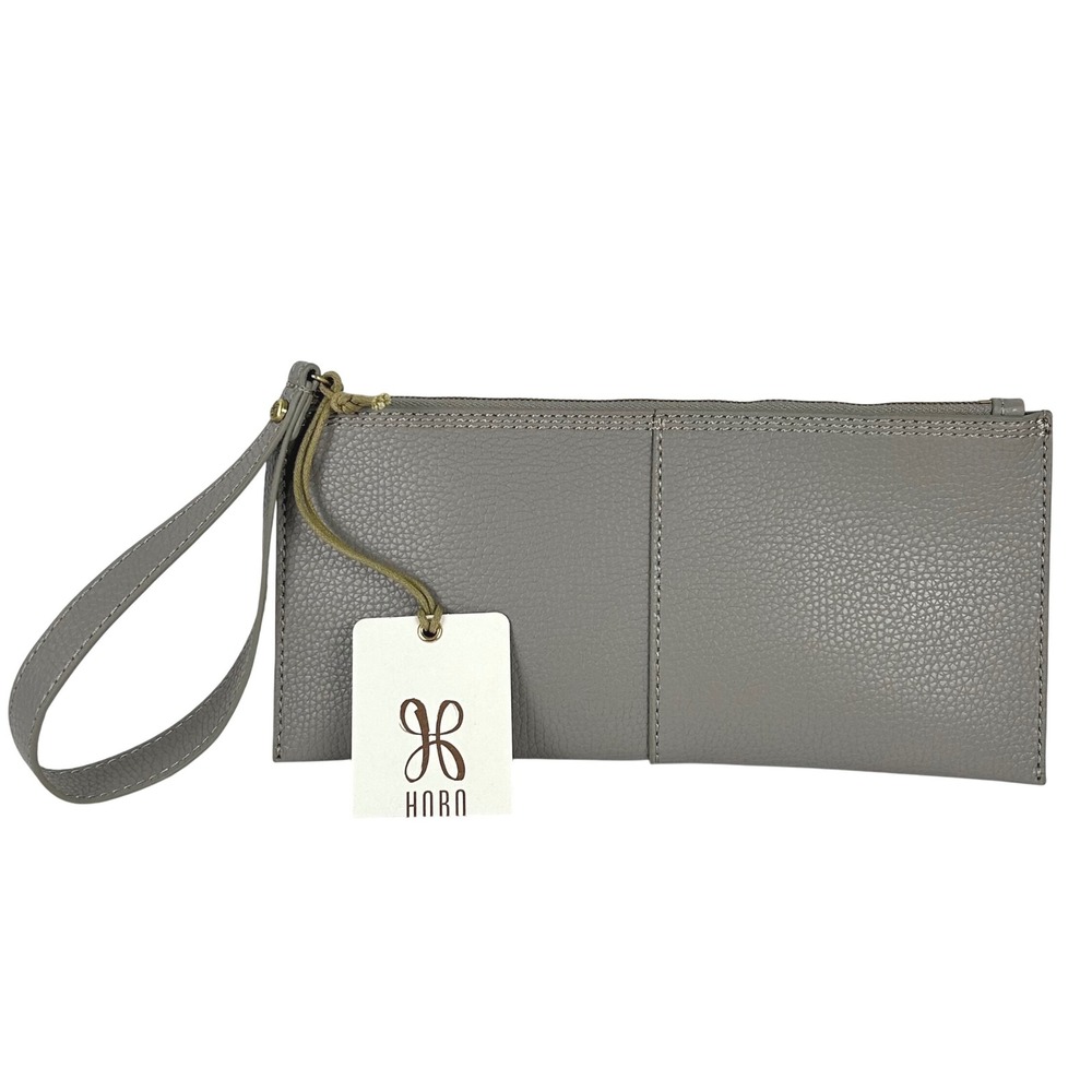HOBO Vida Large Pouch Morning Dove Grey Pebbled Leather Wristlet MP-57527MDAR